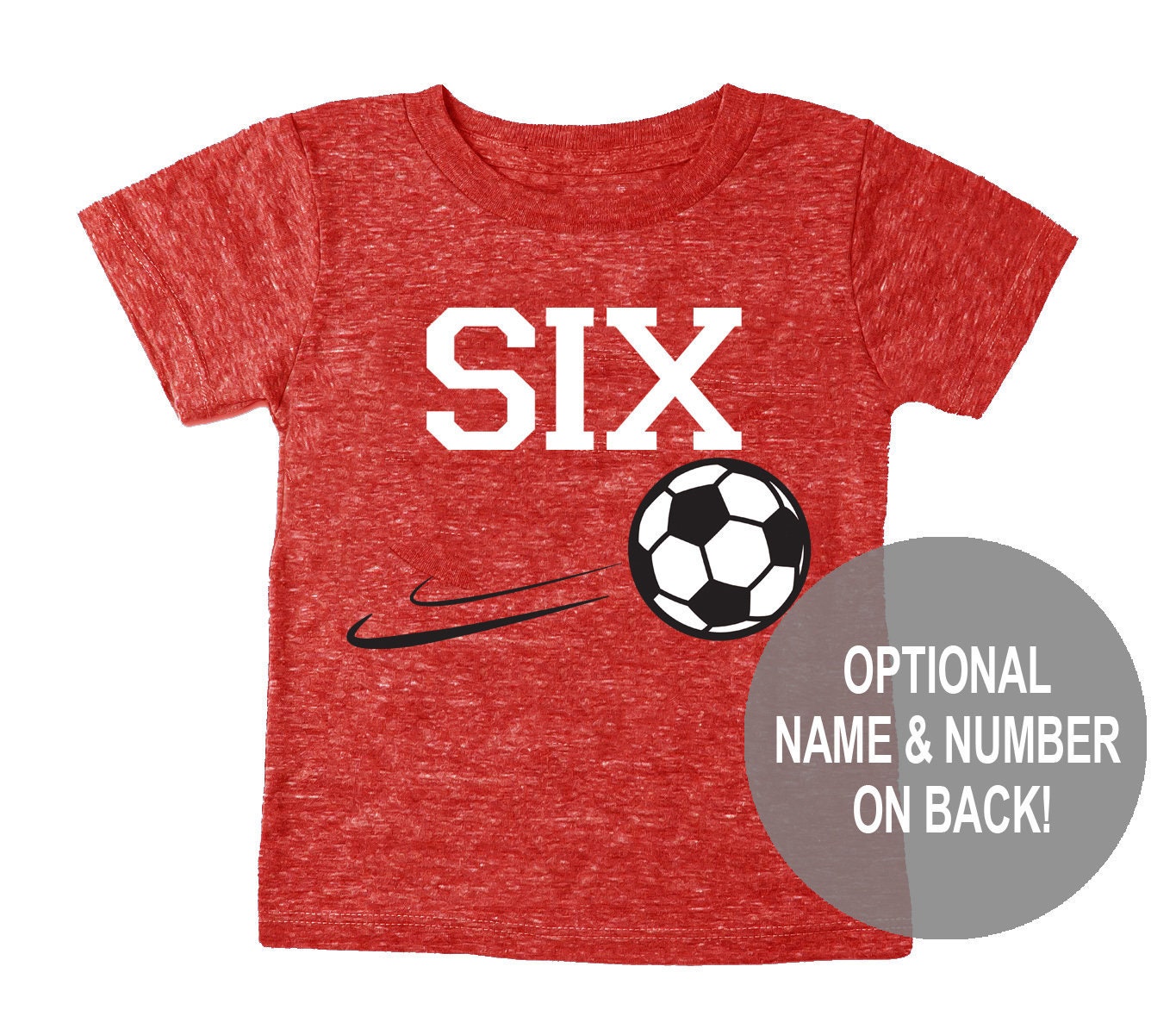 Sixth 6Th Birthday "Six' Soccer Tri Blend Toddler 6 T-Shirt - Boy & Girl Tee Twins Triplets