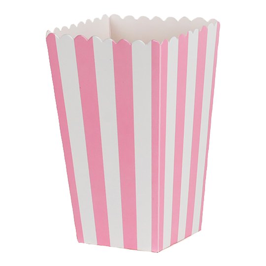 Wilton - Popcornbox rosa ränder 6-pack