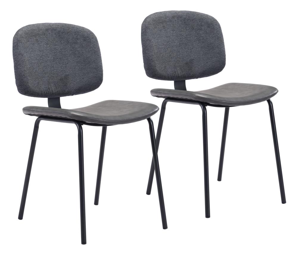 Zuo Modern Set of 2 Worcester Contemporary/Modern Polyester/Polyester Blend Upholstered Dining Side Chair (Metal Frame) in Gray | 101718