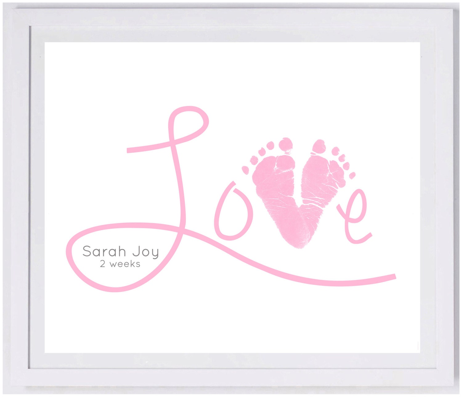 Love Scripty Footprint Wall Art 1500 Hand & Footprint Art, Baby Keepsake, Loss, Print Kit, Mom Dad Grandma Grandpa Gift