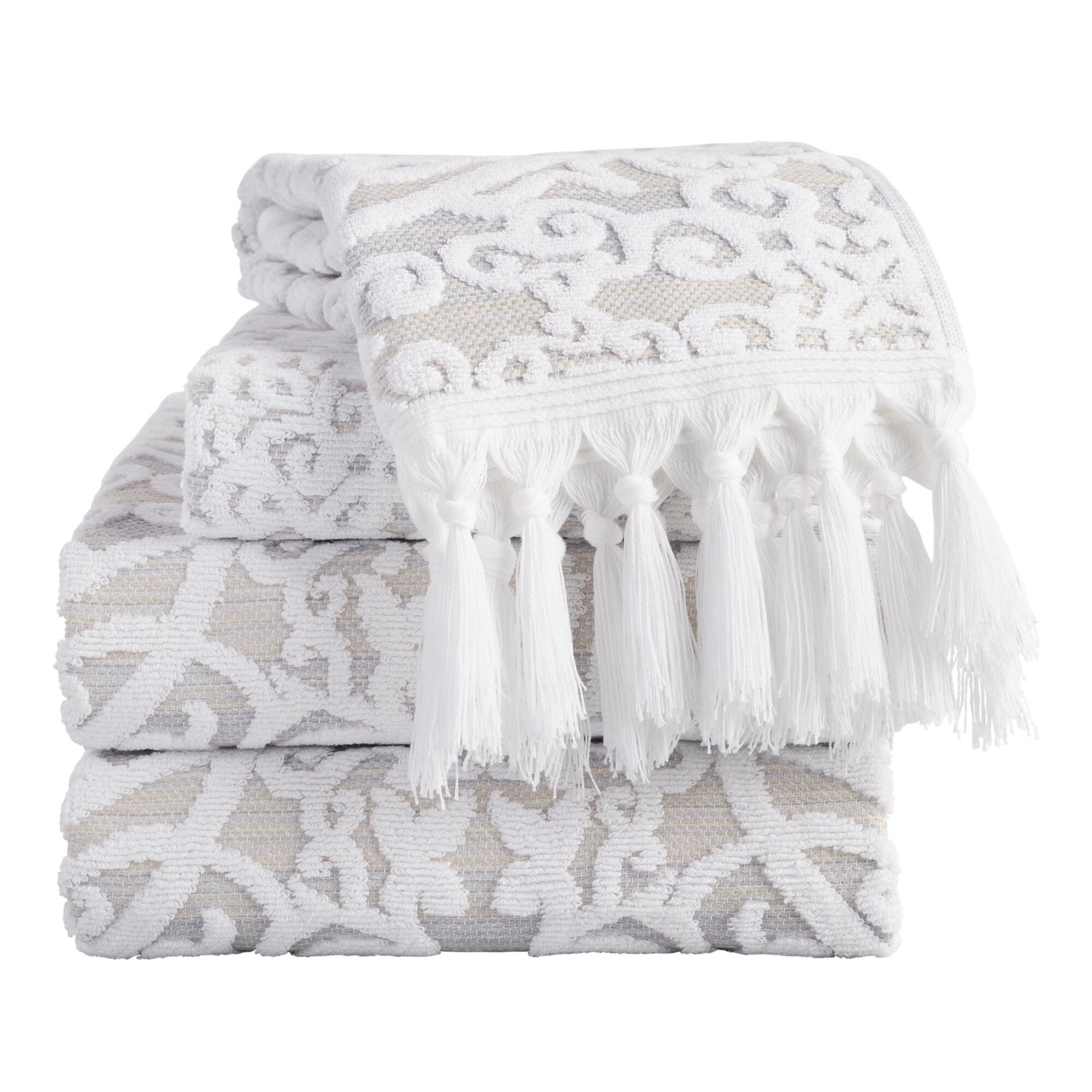 Taupe Medallion Scarlett Sculpted Towel Collection by World Market