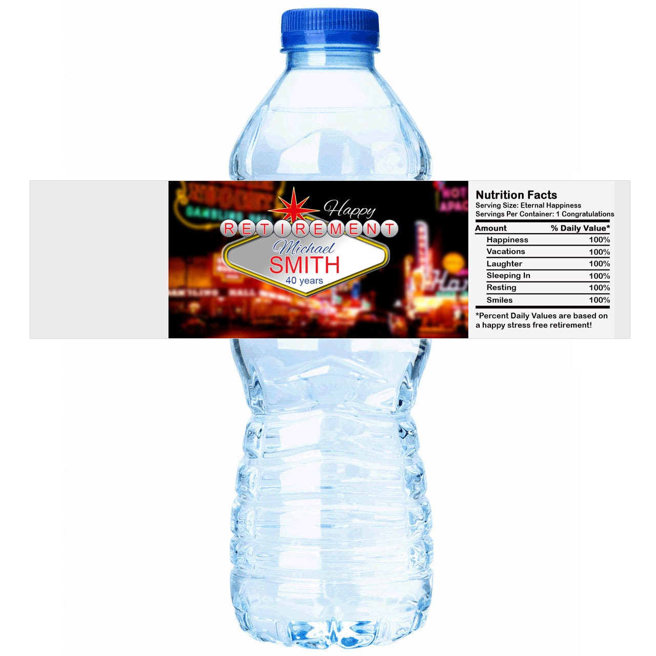 30 Las Vegas Themed Picture Retirement Water Bottle Labels - Stickers