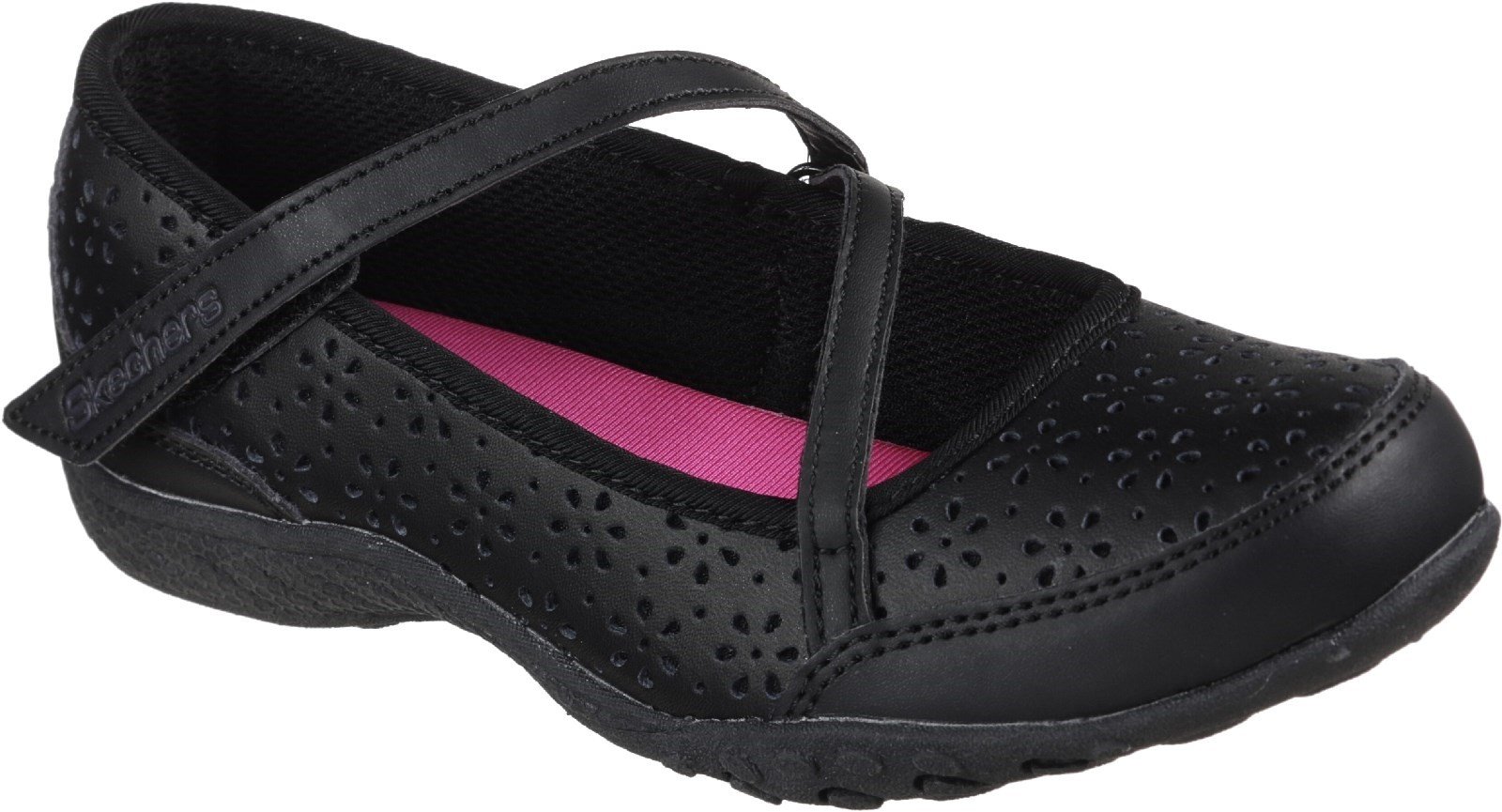 Skechers Kid's Breathe-Easy Poppies School Trainer Black 30548 - Black/Black 9.5