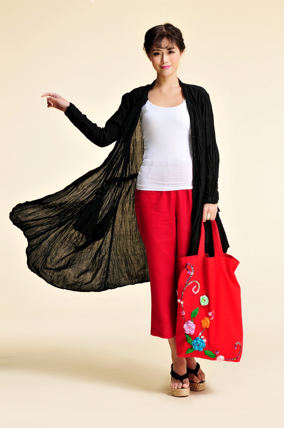 Ivy/ Pleated Silk Linen Blend Long Blouse With Big Pockets/Doubles As Summer Evening Cover/ Easy To Wear/20 Colors/ Ramies