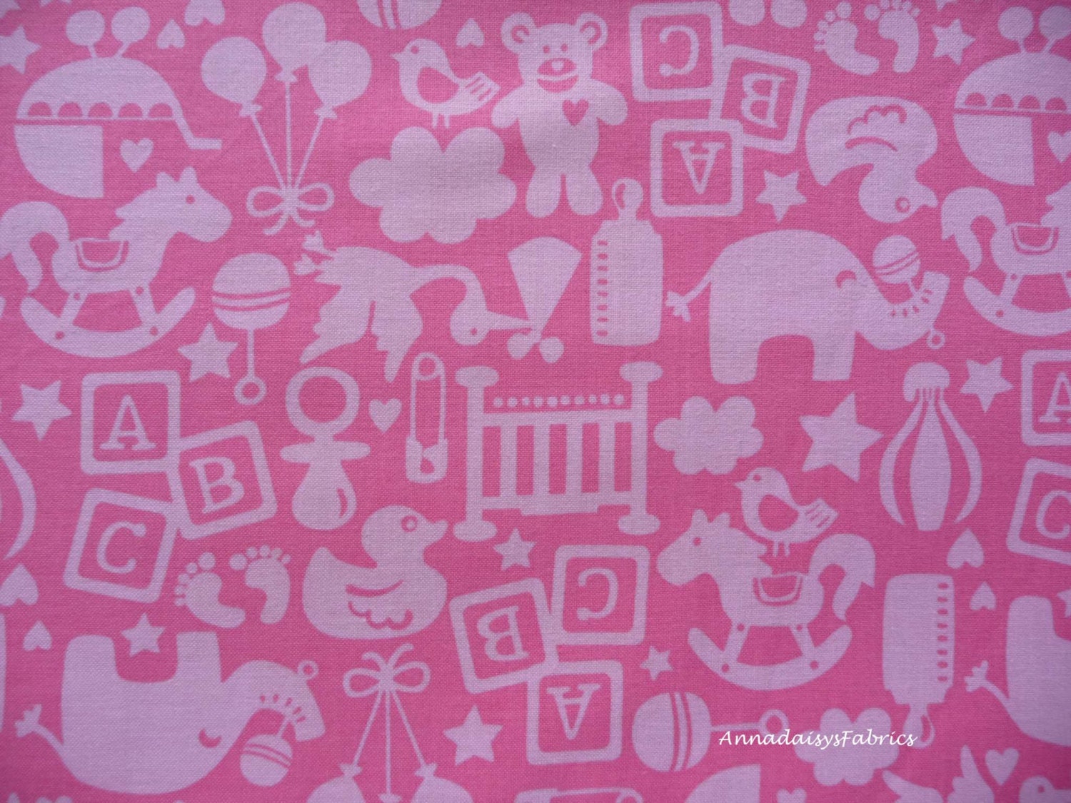 Pink Baby Fabric, Blend Fabrics, Alfie & Bettie Toy Pink, Maude Asbury 101.110.05.1, Toys, Quilt Fabric By The Yard, Cotton