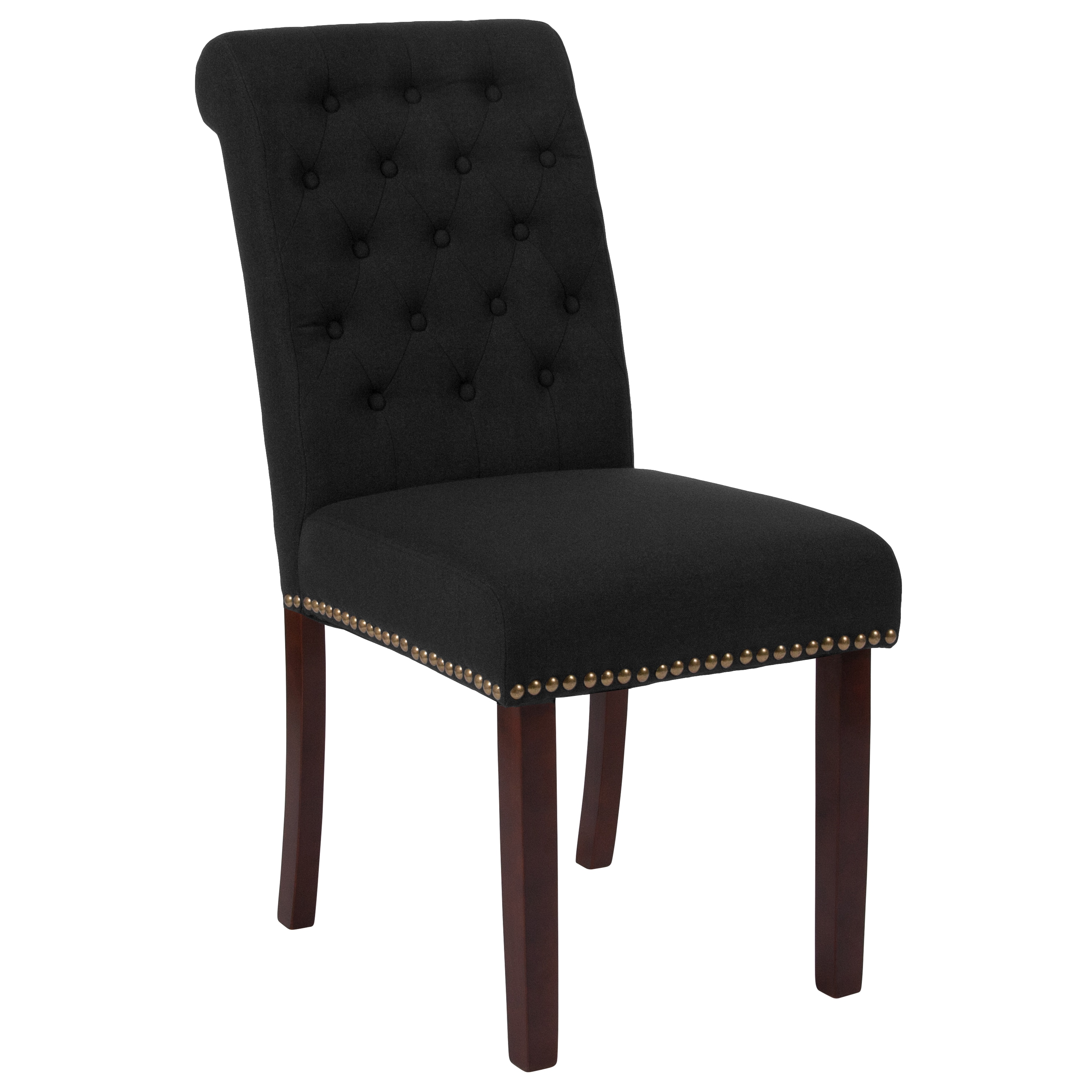 Flash Furniture Contemporary/Modern Polyester/Polyester Blend Dining Side Chair (Wood Frame) in Black | 889142224952