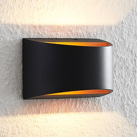 Arcchio Jasina-LED-seinävalaisin puolipyöreä musta