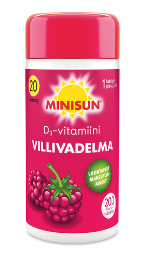 Osta Minisun D-Vitamiini 20 mikrog villivadelma 200 purutabl netistä