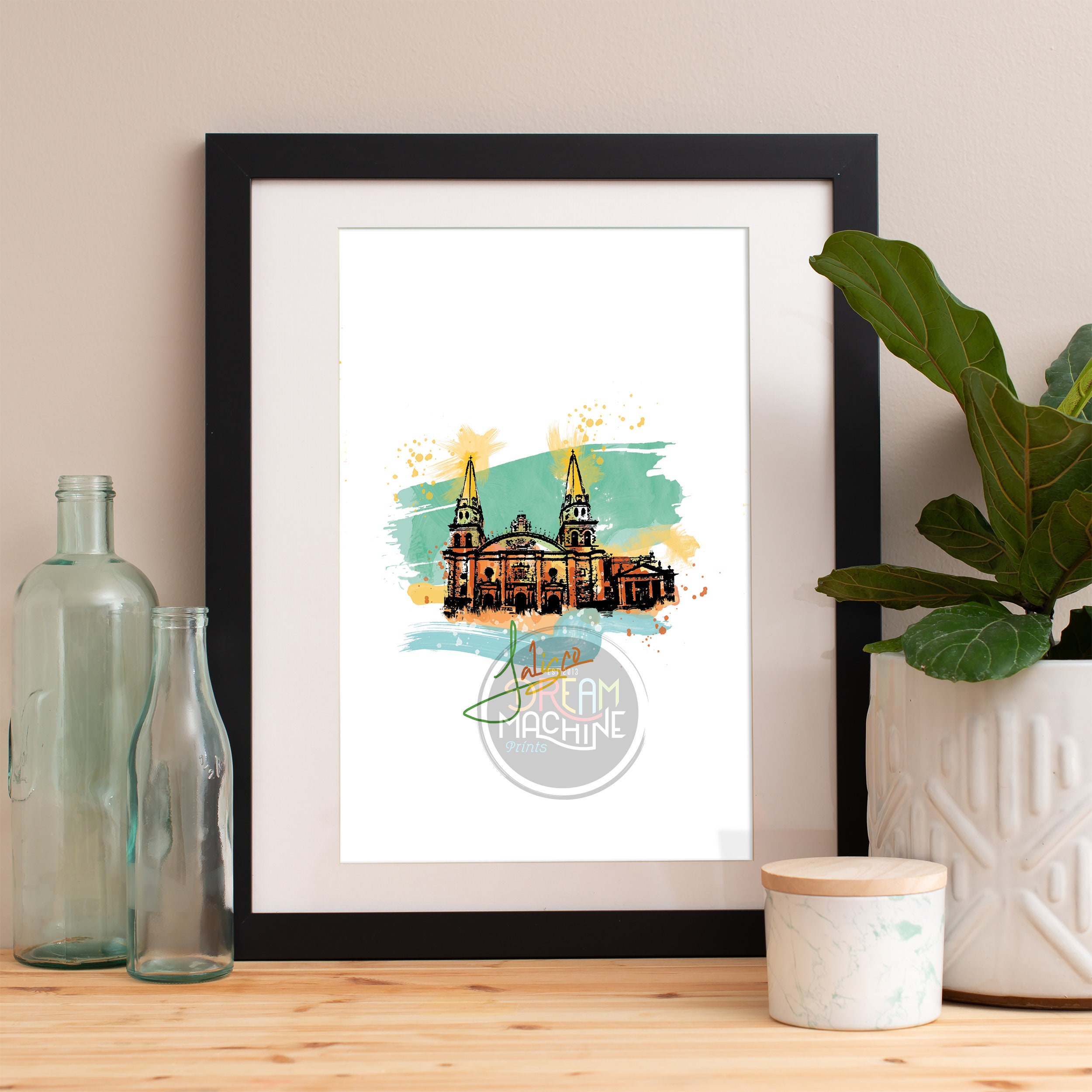 Jalisco Print, Skyline, Art, Poster, Watercolor, Map, Wall Mexico Art