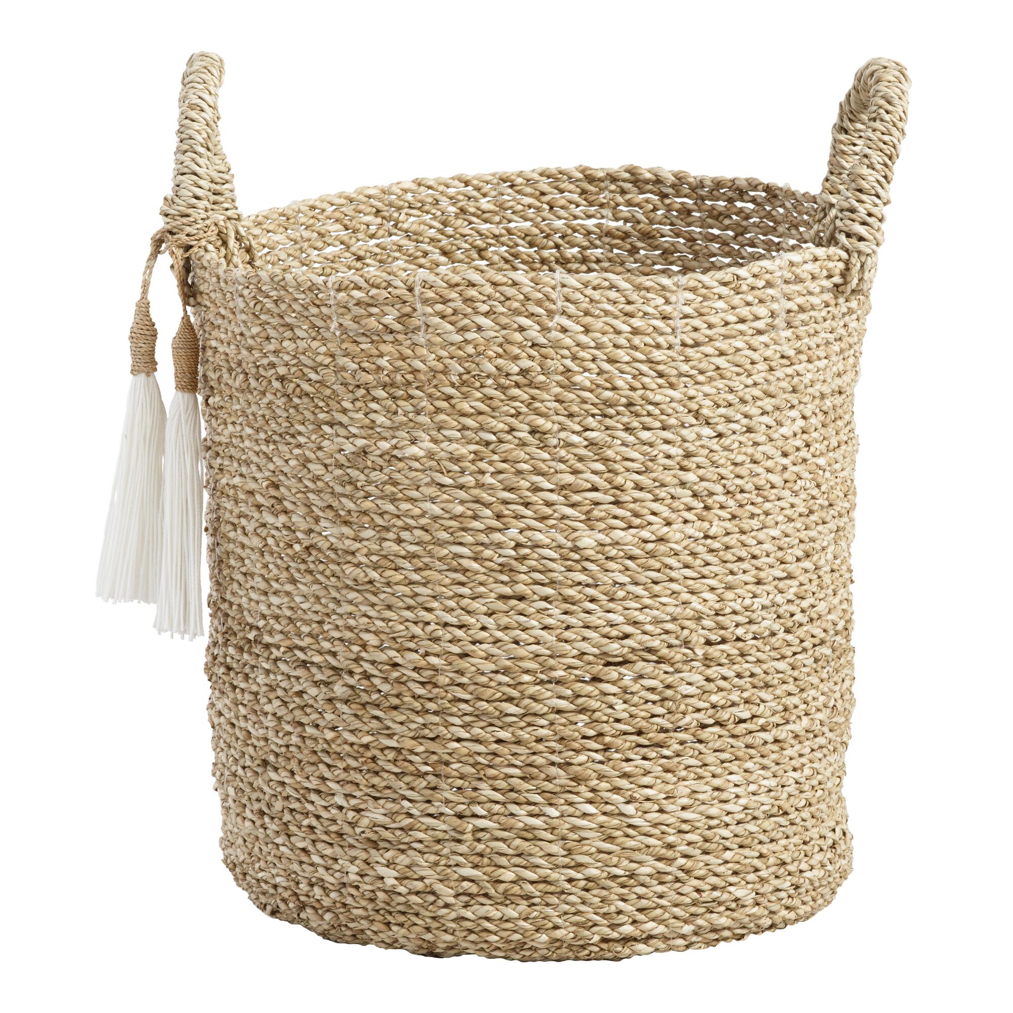 Small Seagrass Delilah Tote Basket with Tassels by World Market
