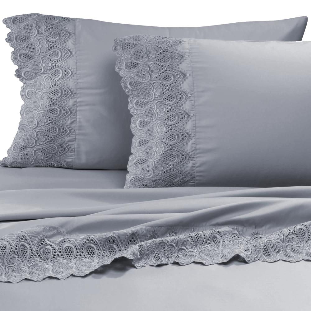 Grace Home Fashions RENAURAA Smart King Cotton Blend Bed Sheet in Gray | 600CVC_N LC KG CH