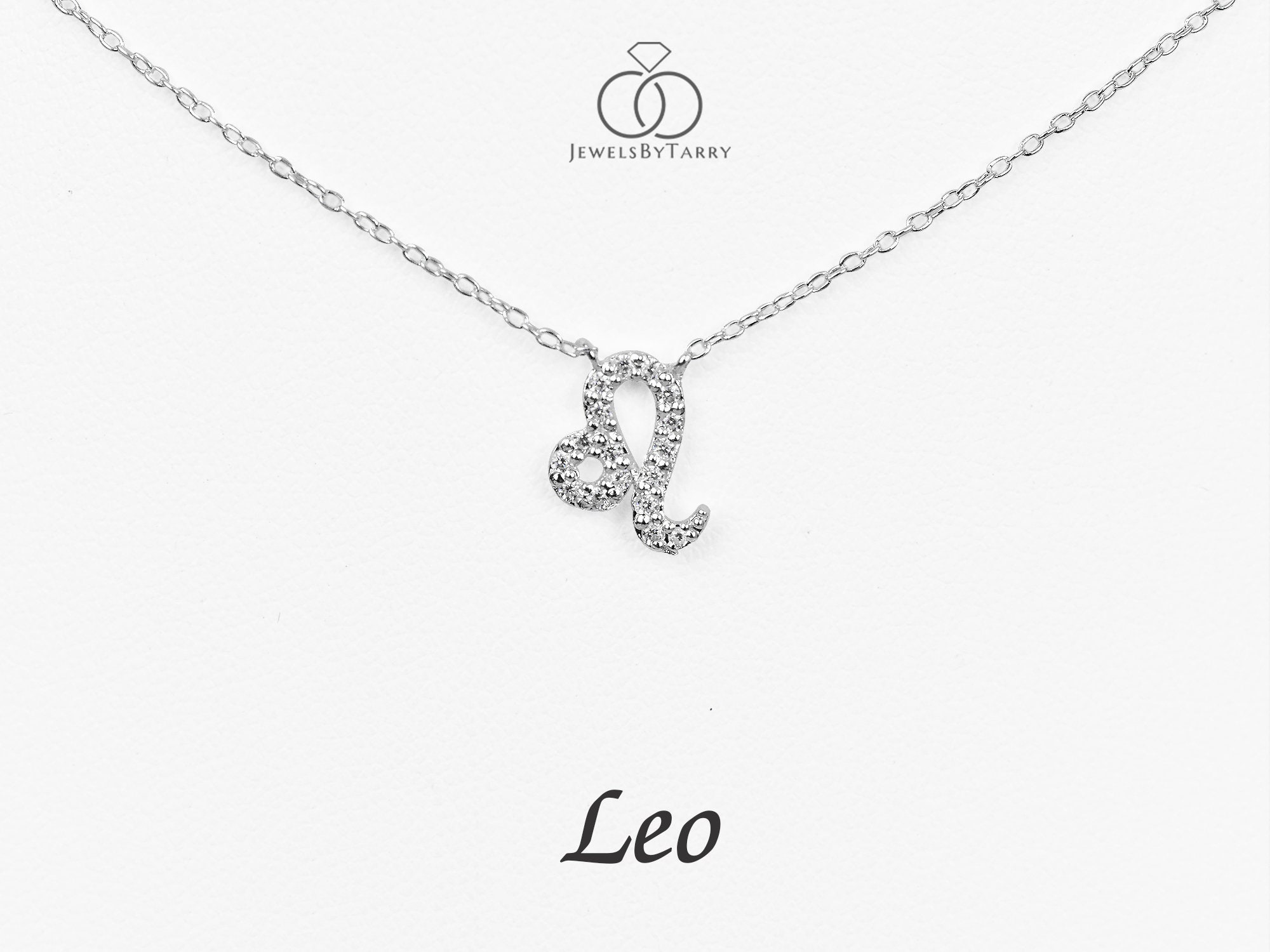 Diamond Necklace Leo Zodiac Sign/Gold Charm/ Birth Necklace/ Gift For Leo/ Jewelry/ Star Pendant
