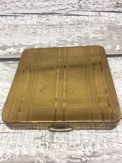 Buy Square Powder Compact - Striped Golden Compact For Loose Powder Online