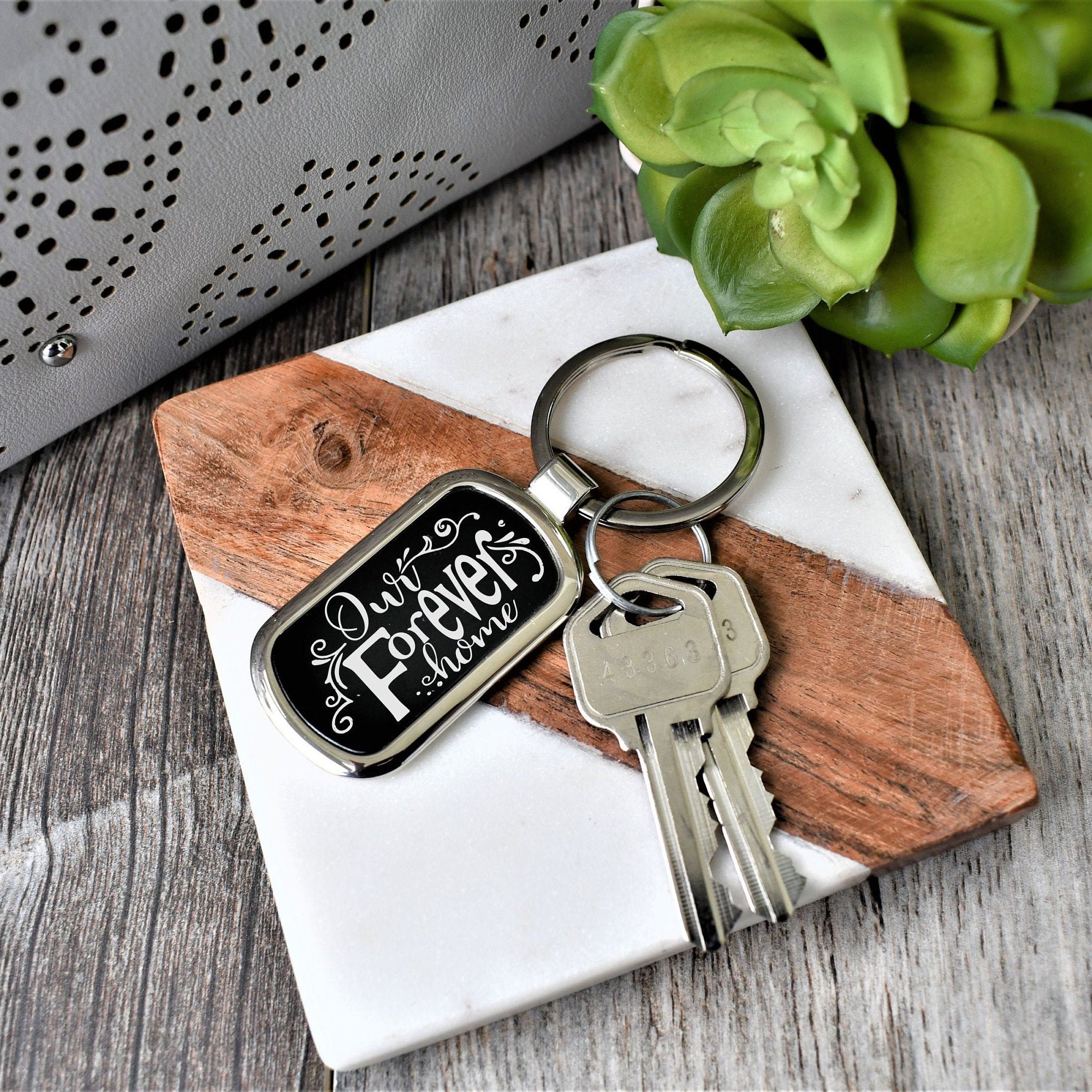 Our Forever Home Keychain | Engraved Custom Key Chainpersonalized Valentines Day Fathers