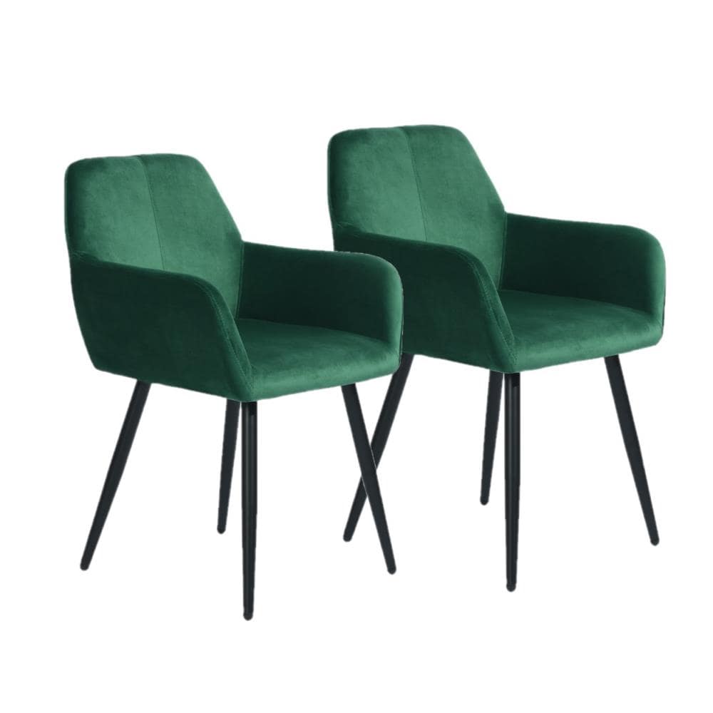 CASAINC Modern dining chair Contemporary/Modern Polyester/Polyester Blend Wingback Chair (Metal Frame) in Green | LYANCO DARK GREEN
