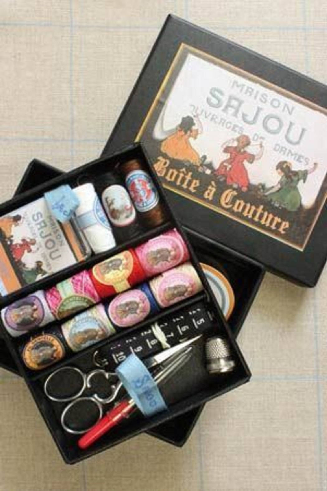Sajou Sewing Set Complete Deluxe Black Box France -Free Us Shipping