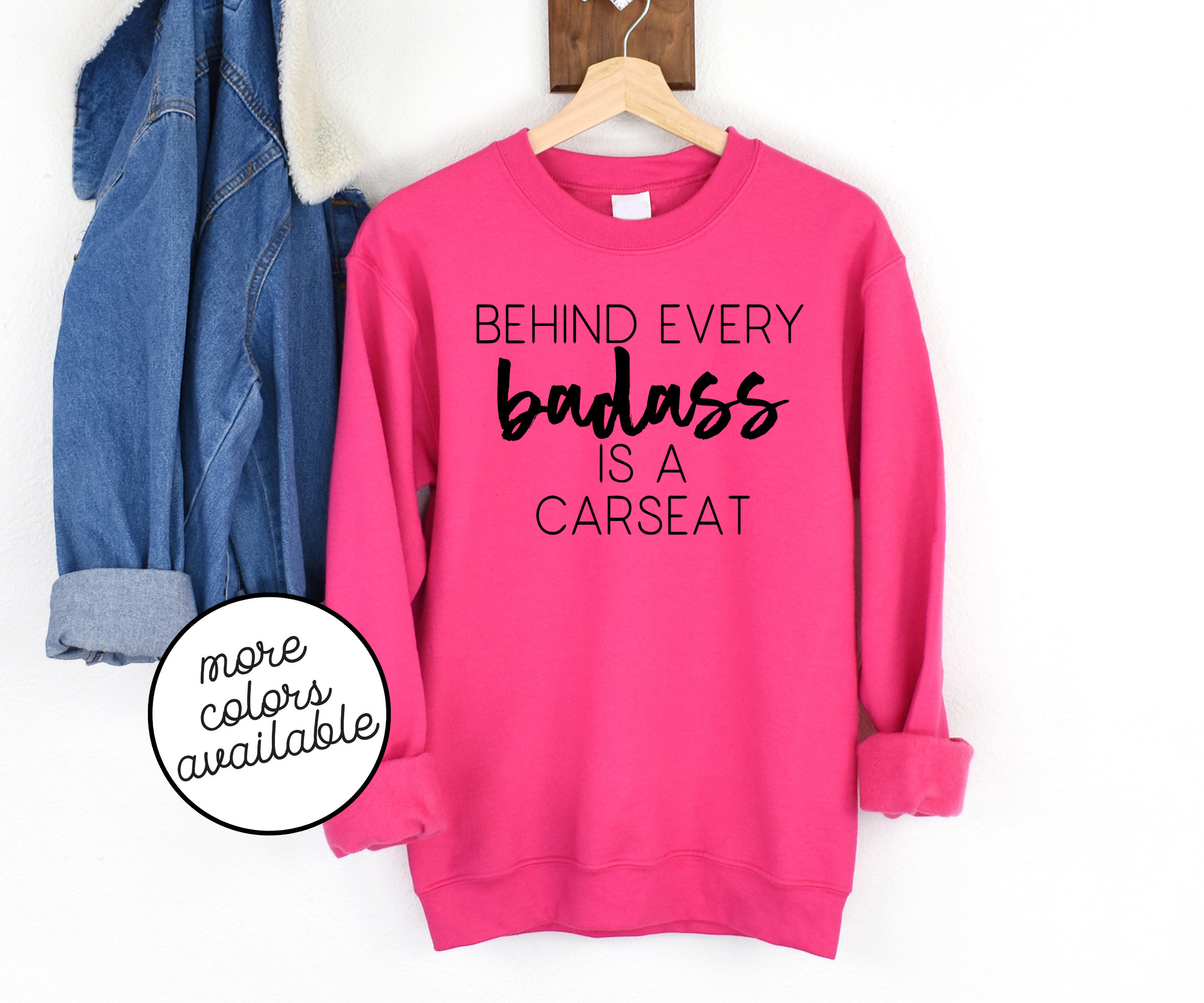 Unisex Oversized Mom Life Sweater - New Behind Every Badass Is A Carseat Graphic Sweatshirt Gift For