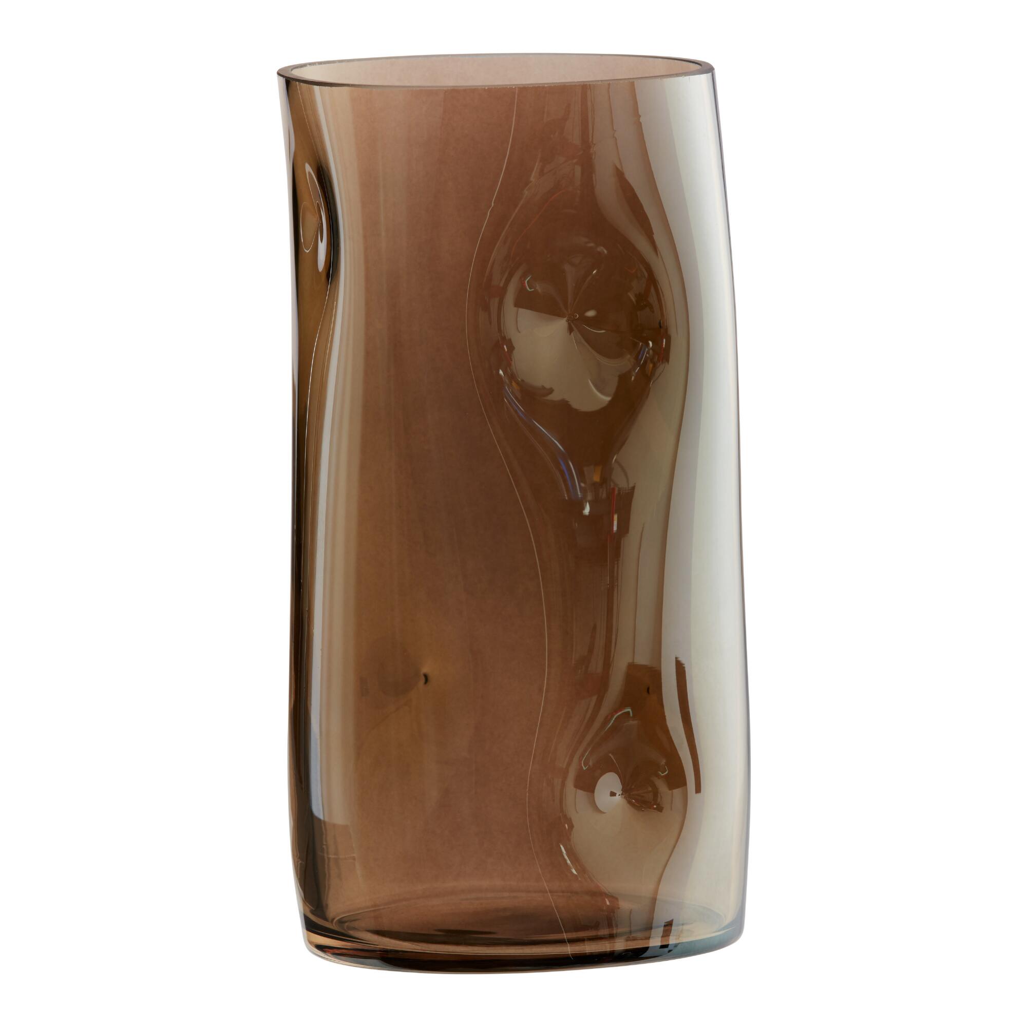 Amber Iridescent Glass Thumbprint Vase: Brown by World Market