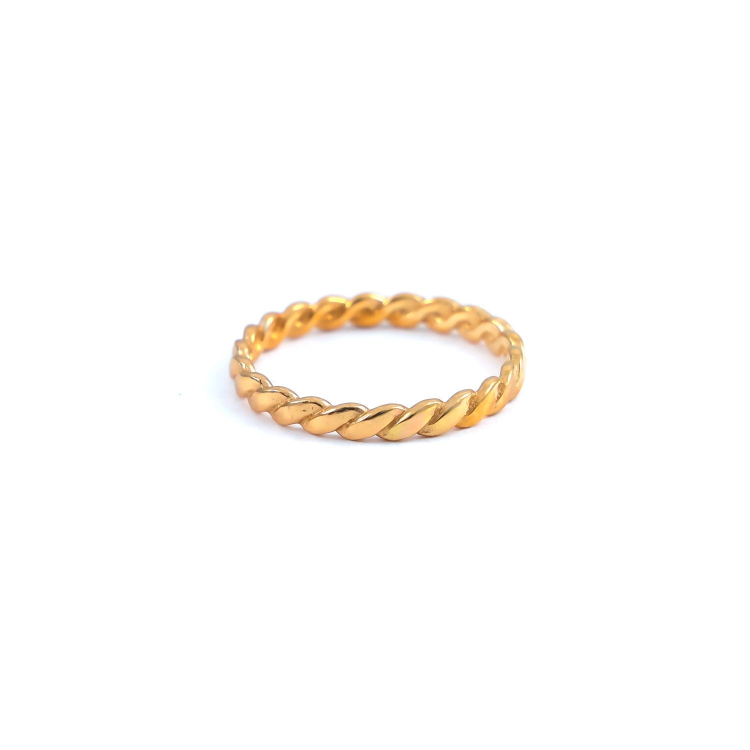 Solid 18K Gold Vermeil Sterling Silver Ring, Yellow Gold Vermeil Stacking Rings, Chunky Chain Promise Gift Statement Ring