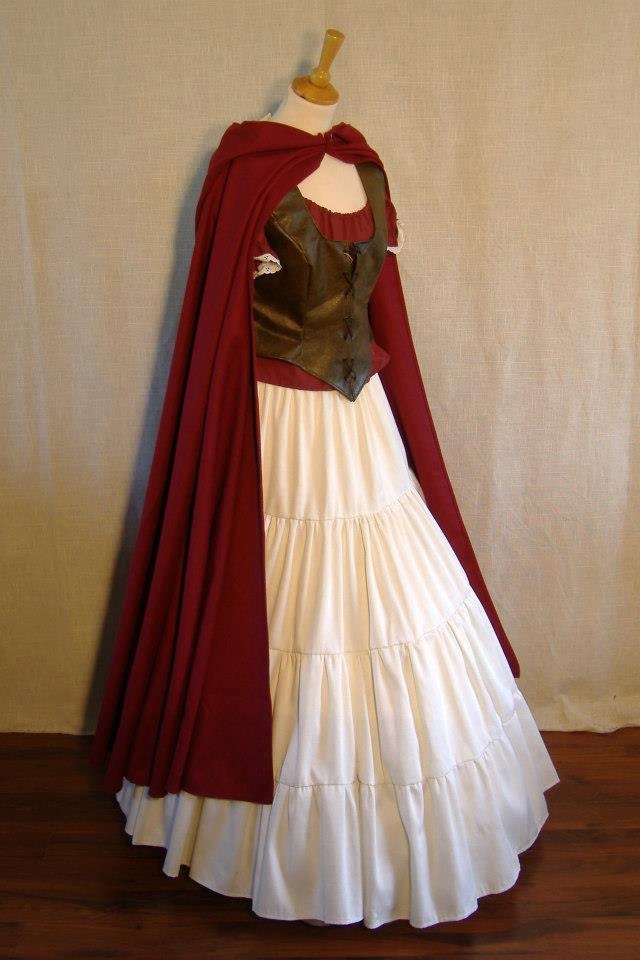 Red Hooded Cape Wool Blend/Cloak Fantasy Woolen Medieval Victorian Larp Mantel Riding Hood