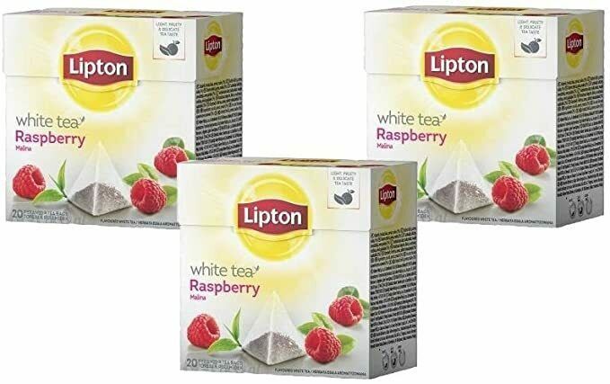 Lipton White Tea RASPBERRY tea -3 boxes / 60 tea bags FREE SHIPPING