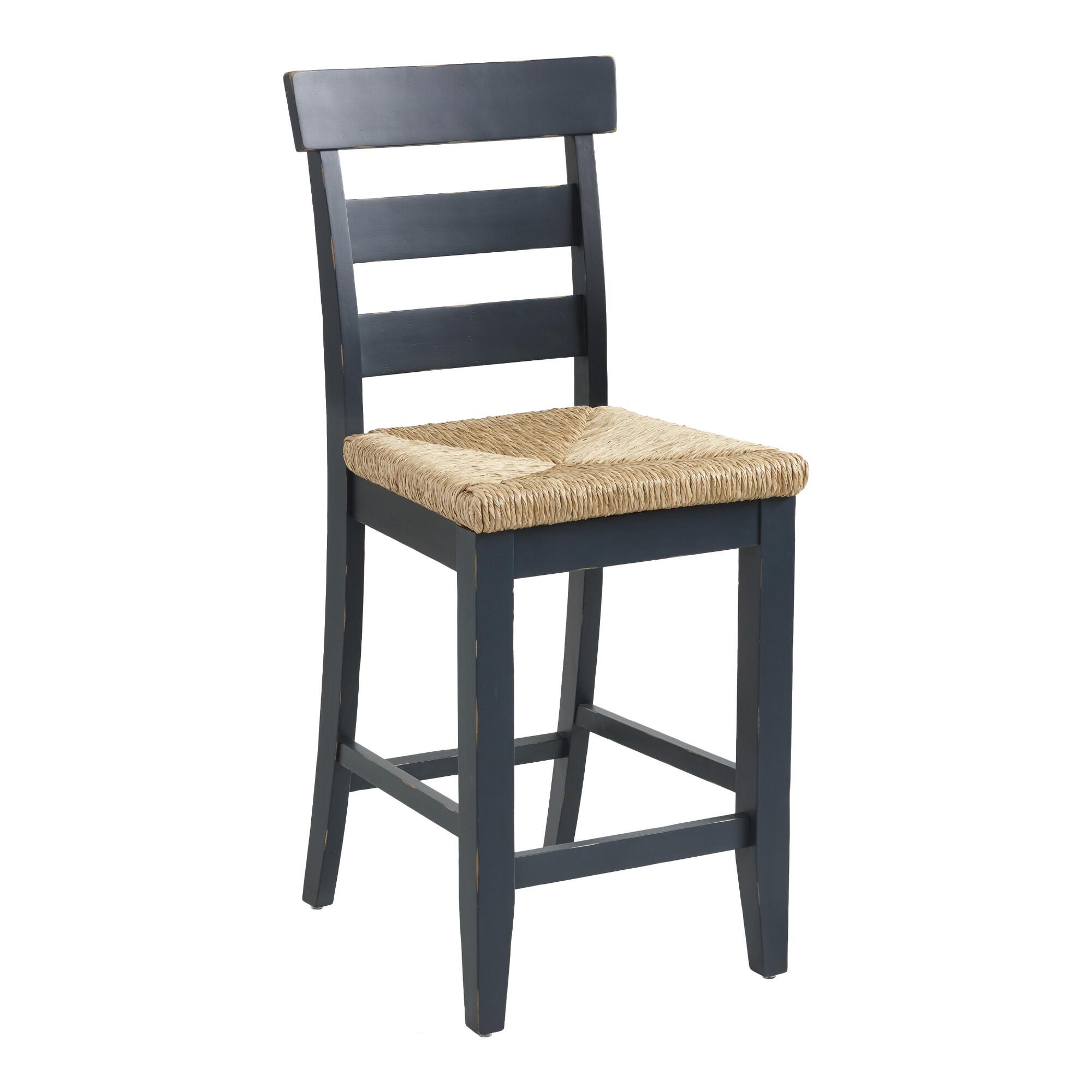 Wood and Seagrass Amelia Counter Stool: Black by World Market