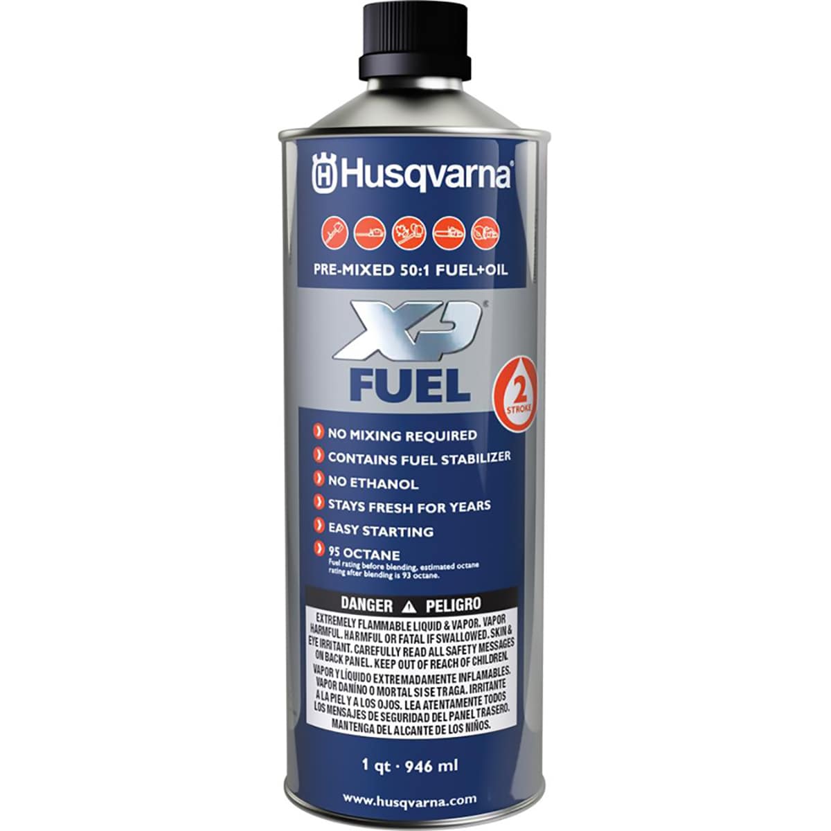 Husqvarna Pre-mix fuel-Quart 50:1 Ethanol Free Pre-Blended 2-Cycle Fuel | 584309701