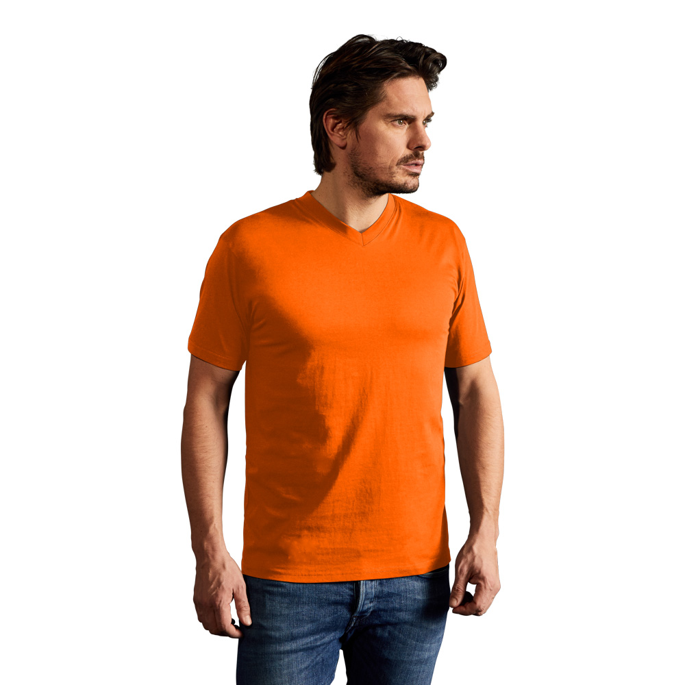 Premium V-Ausschnitt T-Shirt Herren, Orange, XXL