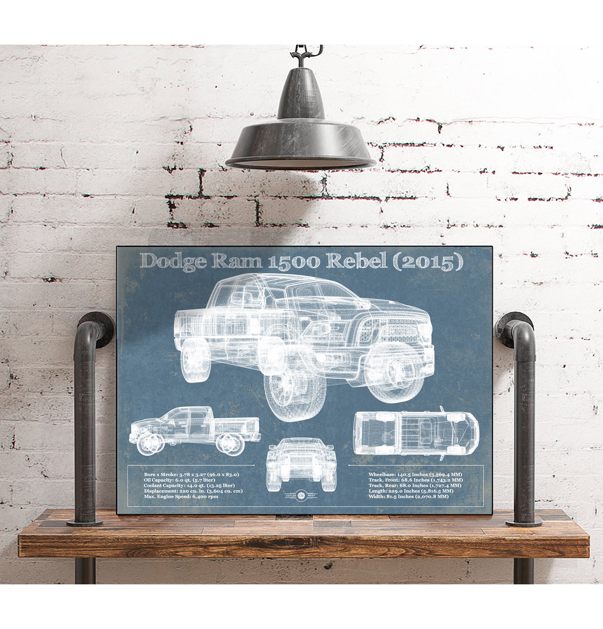 Dodge Ram 1500 Rebel | 2015 Truck Blueprint Vintage Auto Print