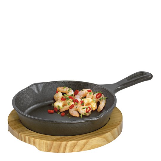 Küchenprofi - BBQ Grill-/Serveringspanna med träfat Rund 18 cm