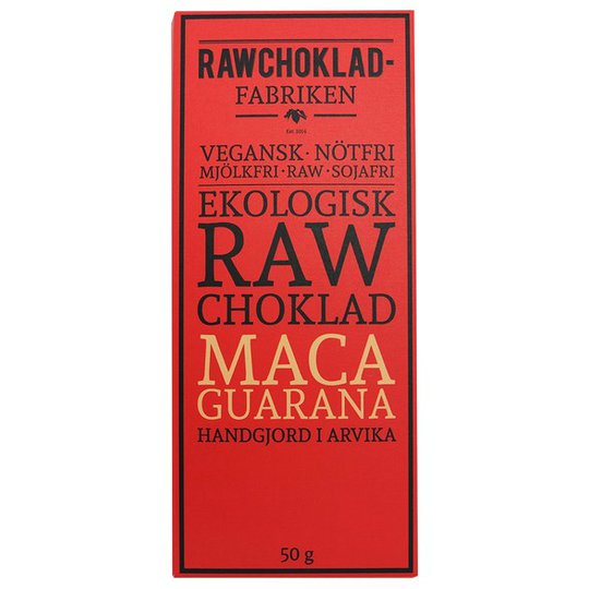 Rawchokladfabriken Ekologisk Rawchoklad Maca Guarana 73%, 50 g