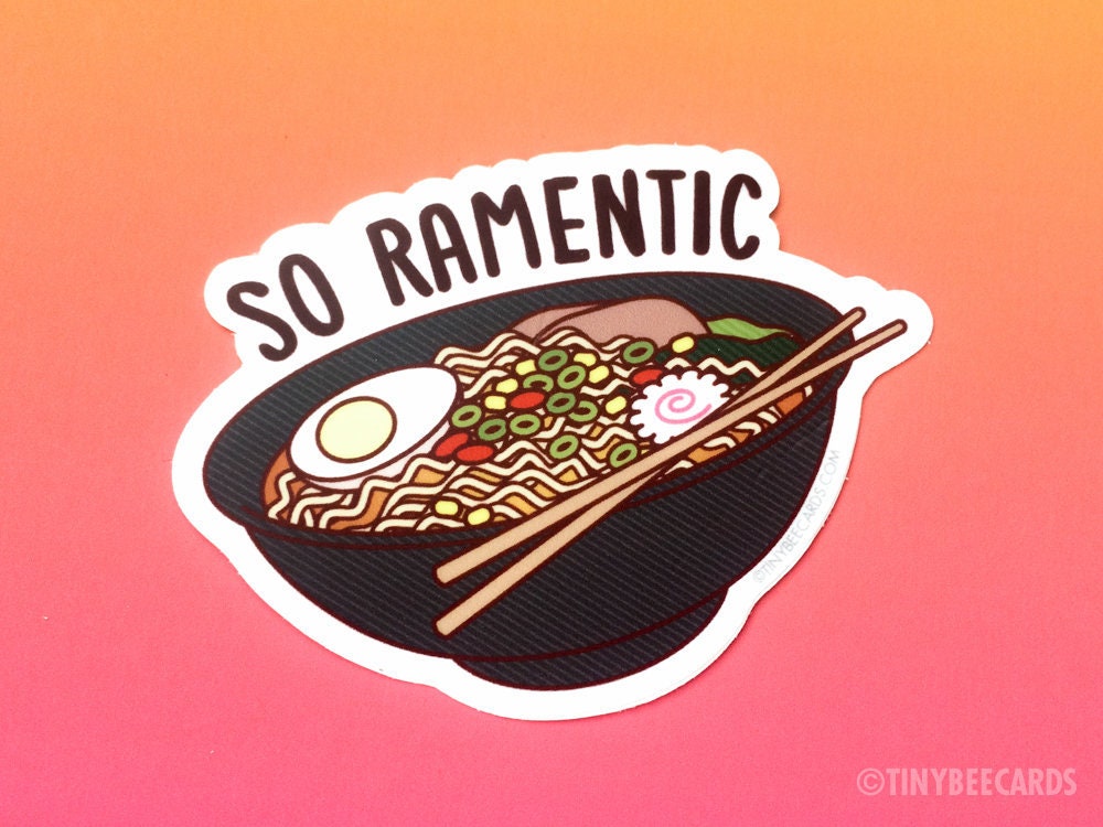 Ramen Vinyl Sticker So Ramentic - Ramen Lover Gift, Foodie Gifts, Funny Pun Sticker, Gift For Boyfriend Girlfriend, Japanese Food Gift"