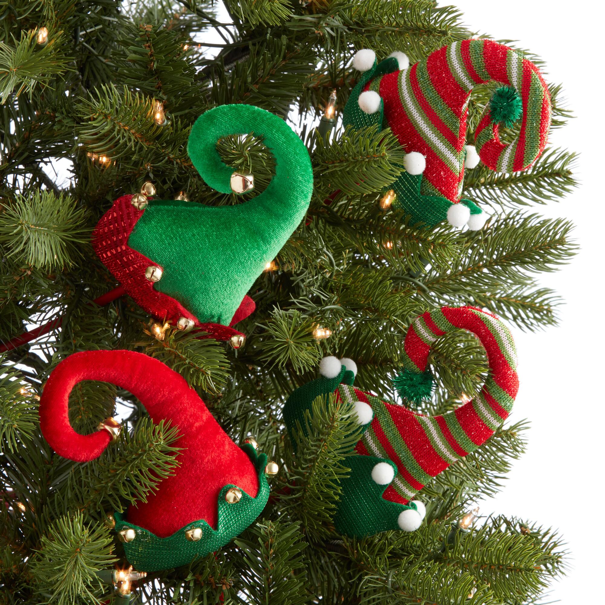 Pier Place Green and Red Elf Hat Tree Pick 4 Pack: Multi - Iron by World Market