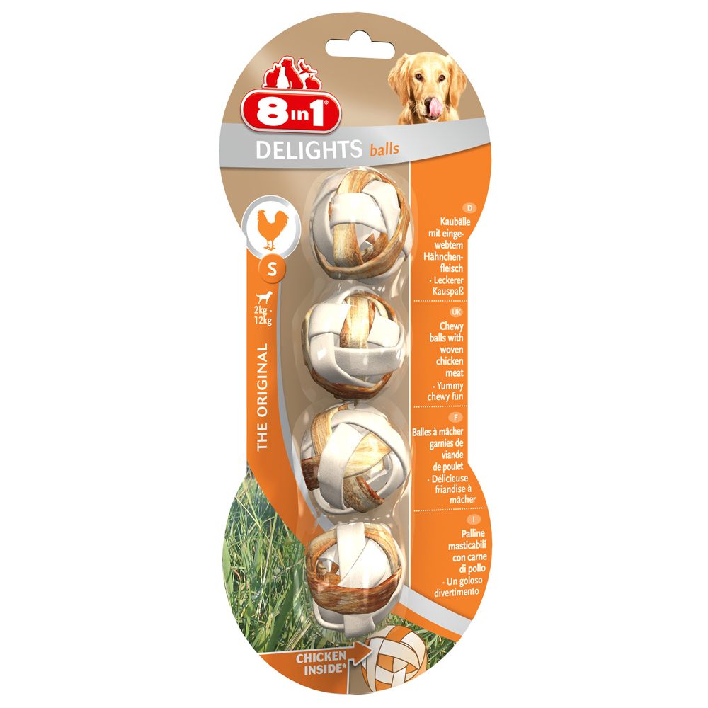 8in1 Delights Meaty Chewy Balls - S (4 Balls, 36g)