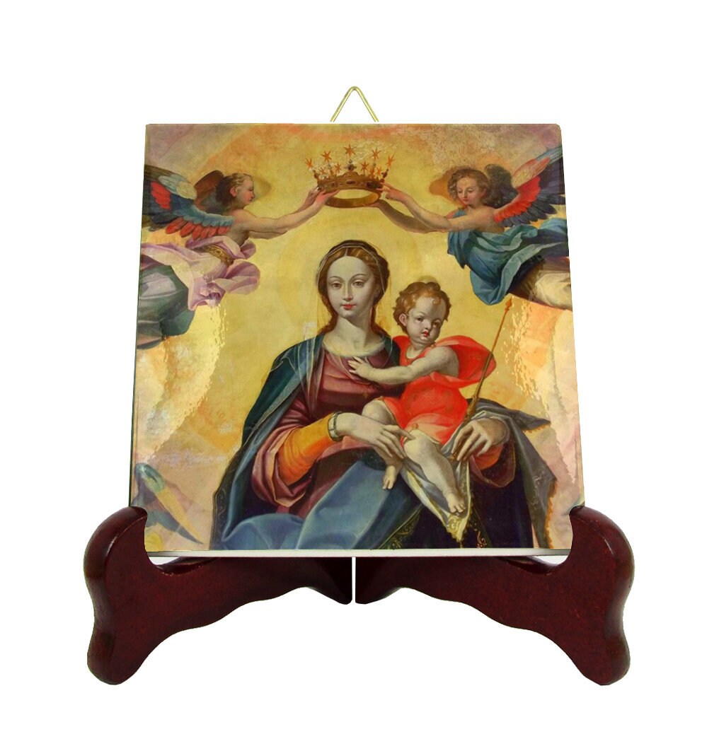 Queen Of Angels - Virgin Mary Catholic Gifts Religious Icon On Ceramic Tile The Art