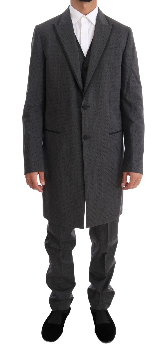 Dolce & Gabbana Men's Wool Long 3 Piece Two Button Suit Gray KOS1085 - IT48 | M