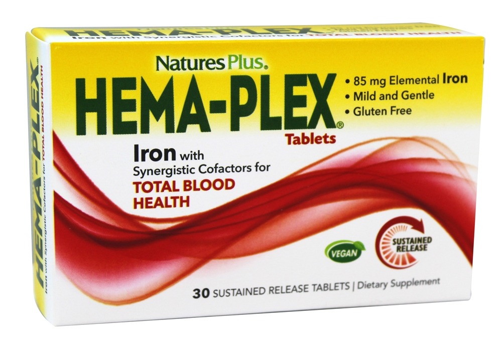 Natures Plus - Hema-Plex for Total Blood Health - 30 Tablets