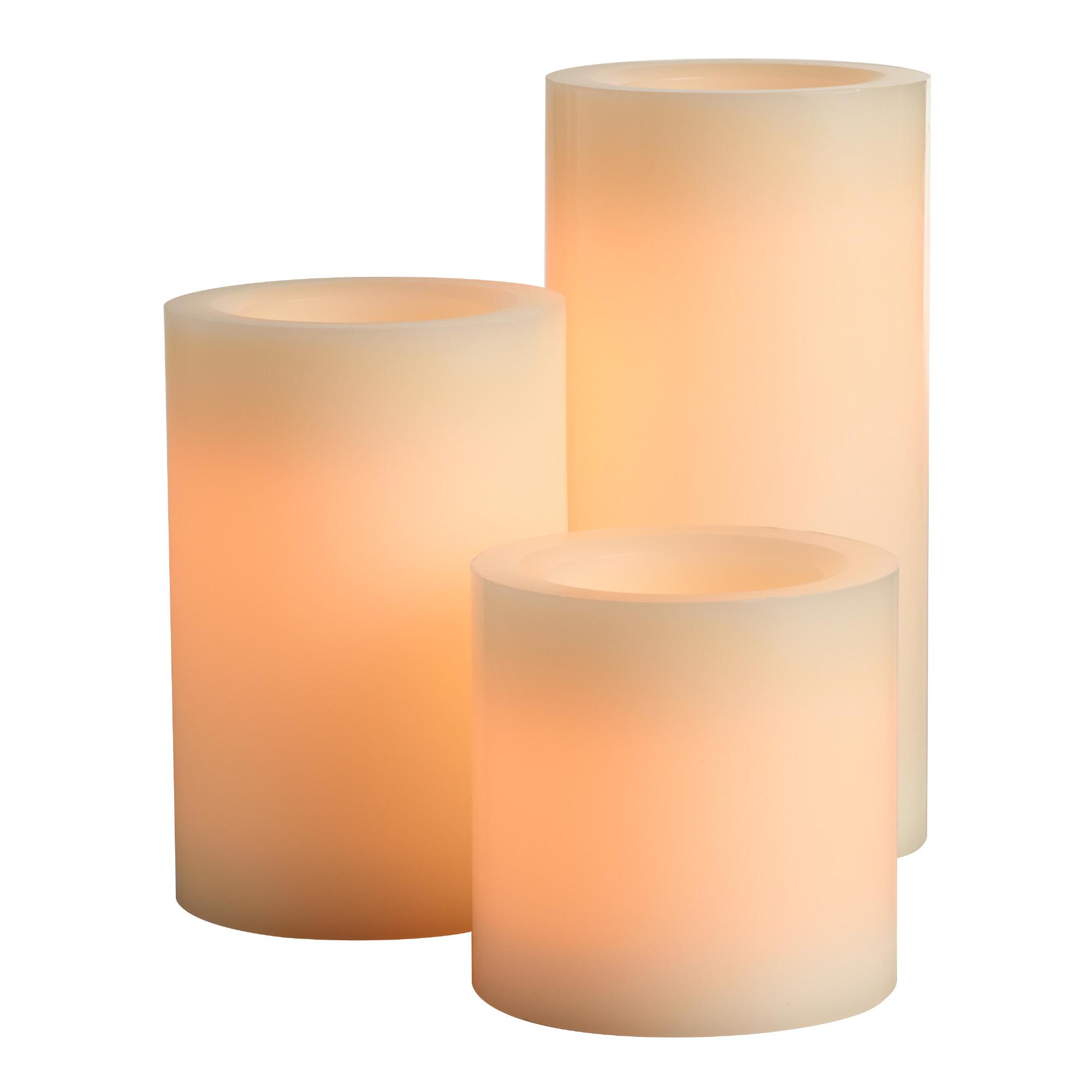 Ivory Flameless LED Pillar Candle: White - Unscented Wax by World Market