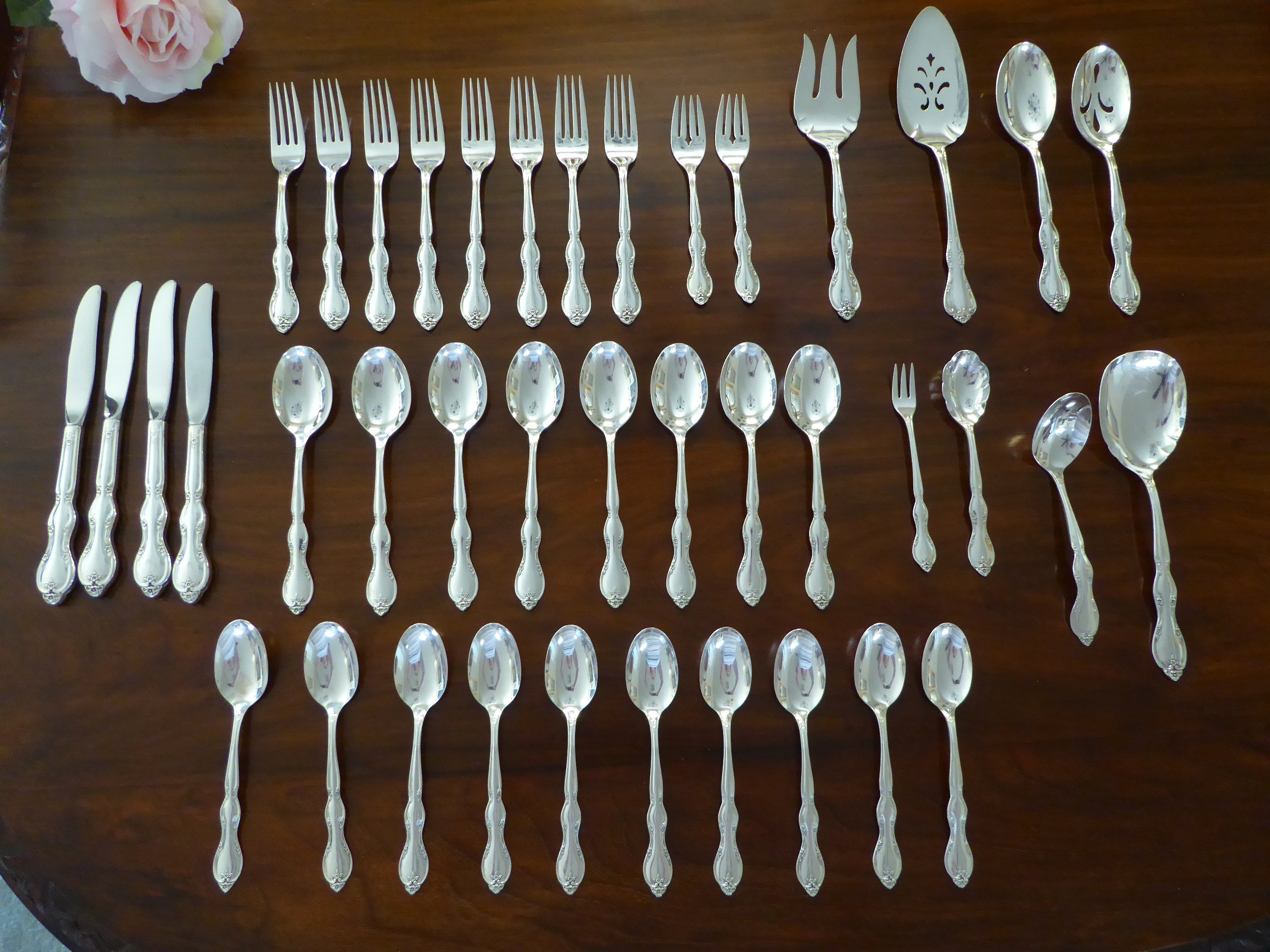 40Pcs Juliette Wm Rogers & Sons Mfg Co Silver Plate Replacement Pieces, Silverplate Spoons Serving Pieces"