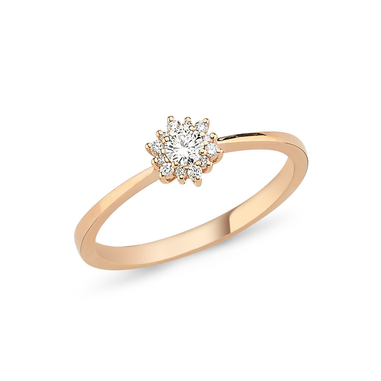 Starburst Diamond Ring | Flower Engagement Snowflake North Star Celestial Jewelry |Gift For Her