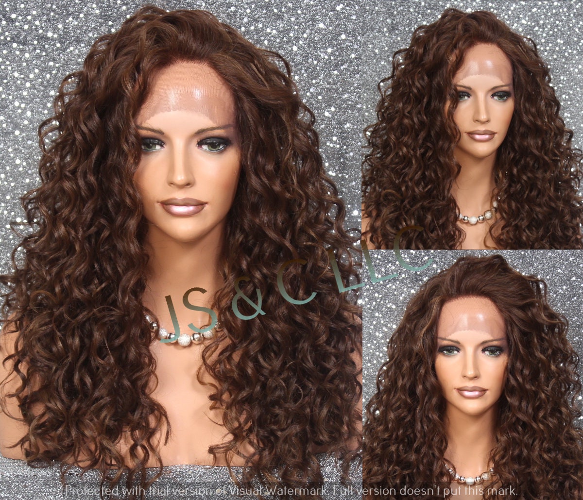 Human Hair Blend Full Lace Front Wig Auburn Brown Mix Hand Tied Minimal Free Parting See Pics Cancer/Alopecia/Cosplay