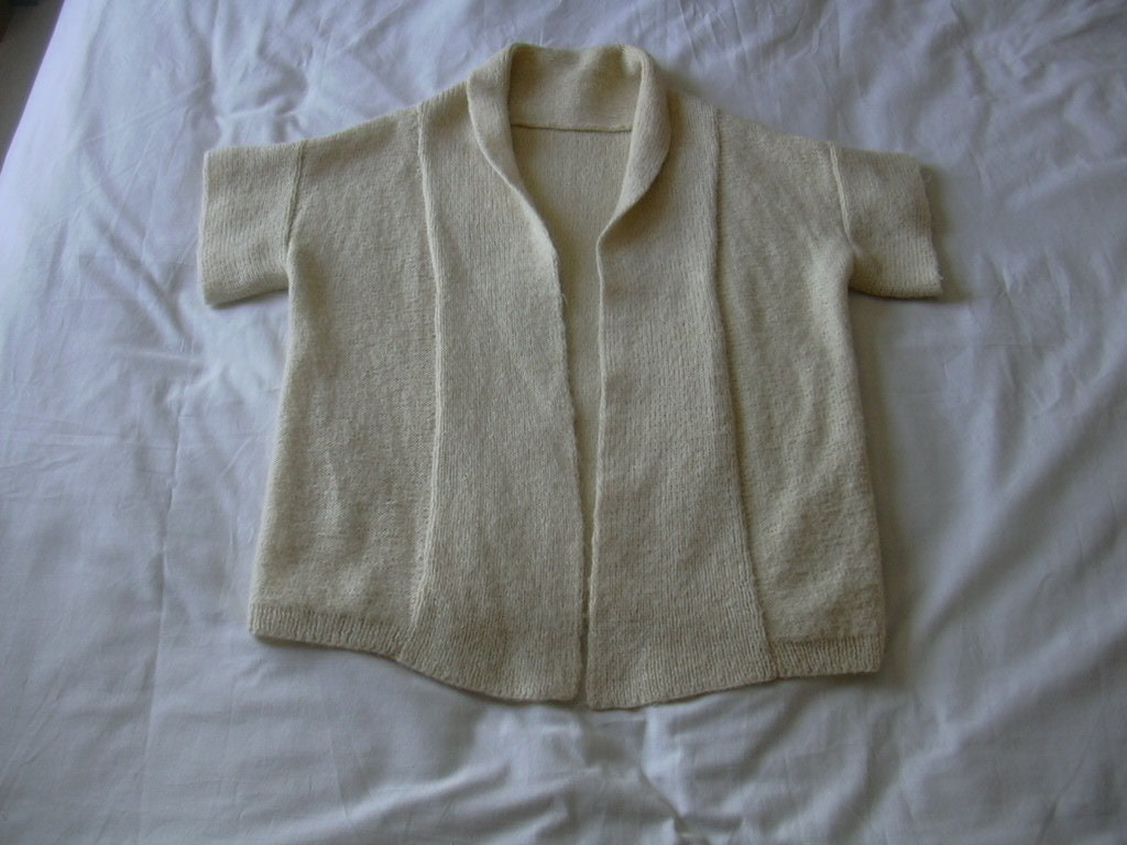 Vintage Cream Mohair Wool Blend Short Sleeve Cardigan Medium