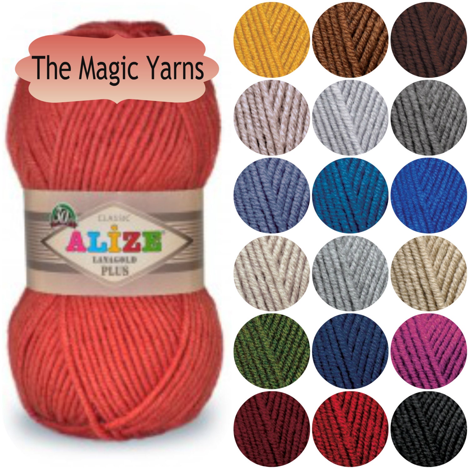 Alize Lanagold Plus - Yarn, Wool Blend, Aran, Worsted Weight Knitting Crochet Yarn