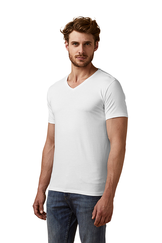 X.O V-Ausschnitt T-Shirt Herren, Weiß, XL