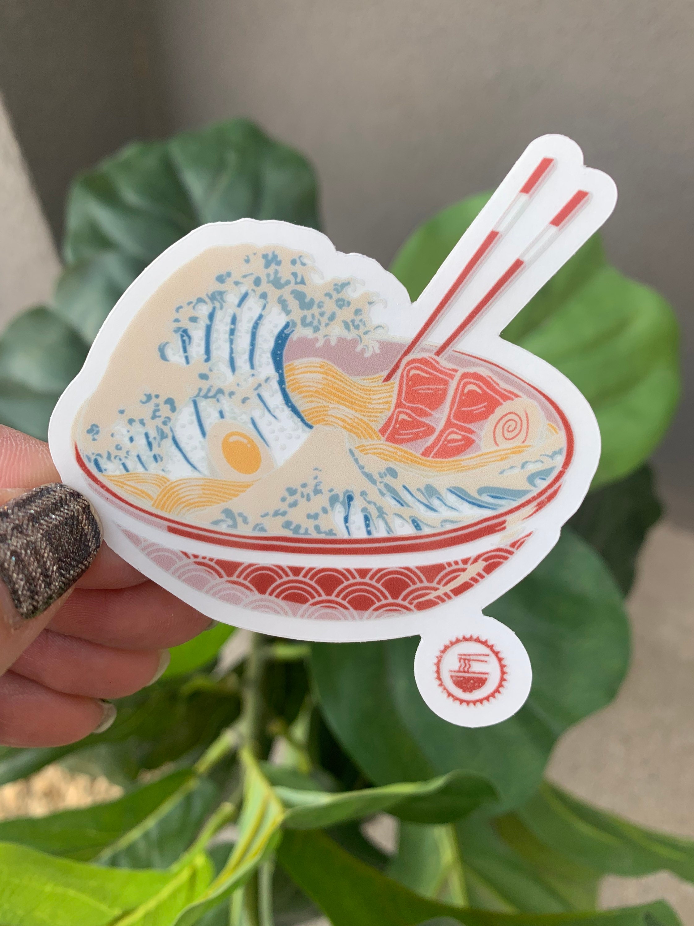 Ramen Bowl Sticker| Wanderlust Sticker | Travel Ocean Globe Japan| Asia| Okinawa| East China Sea| Great Wave| Asian Culture