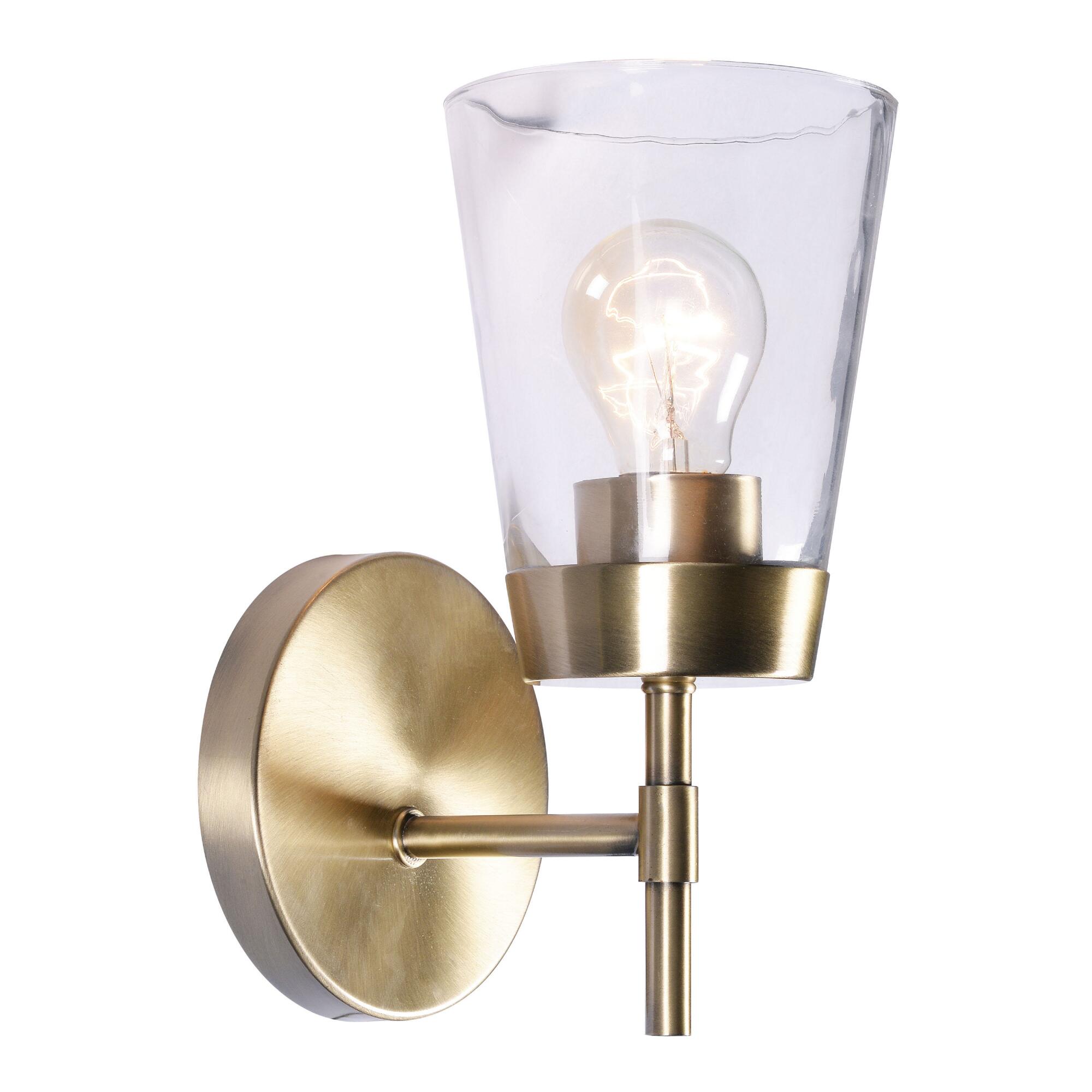Antique Brass and Glass Colin Wall Sconce: Gold by World Market
