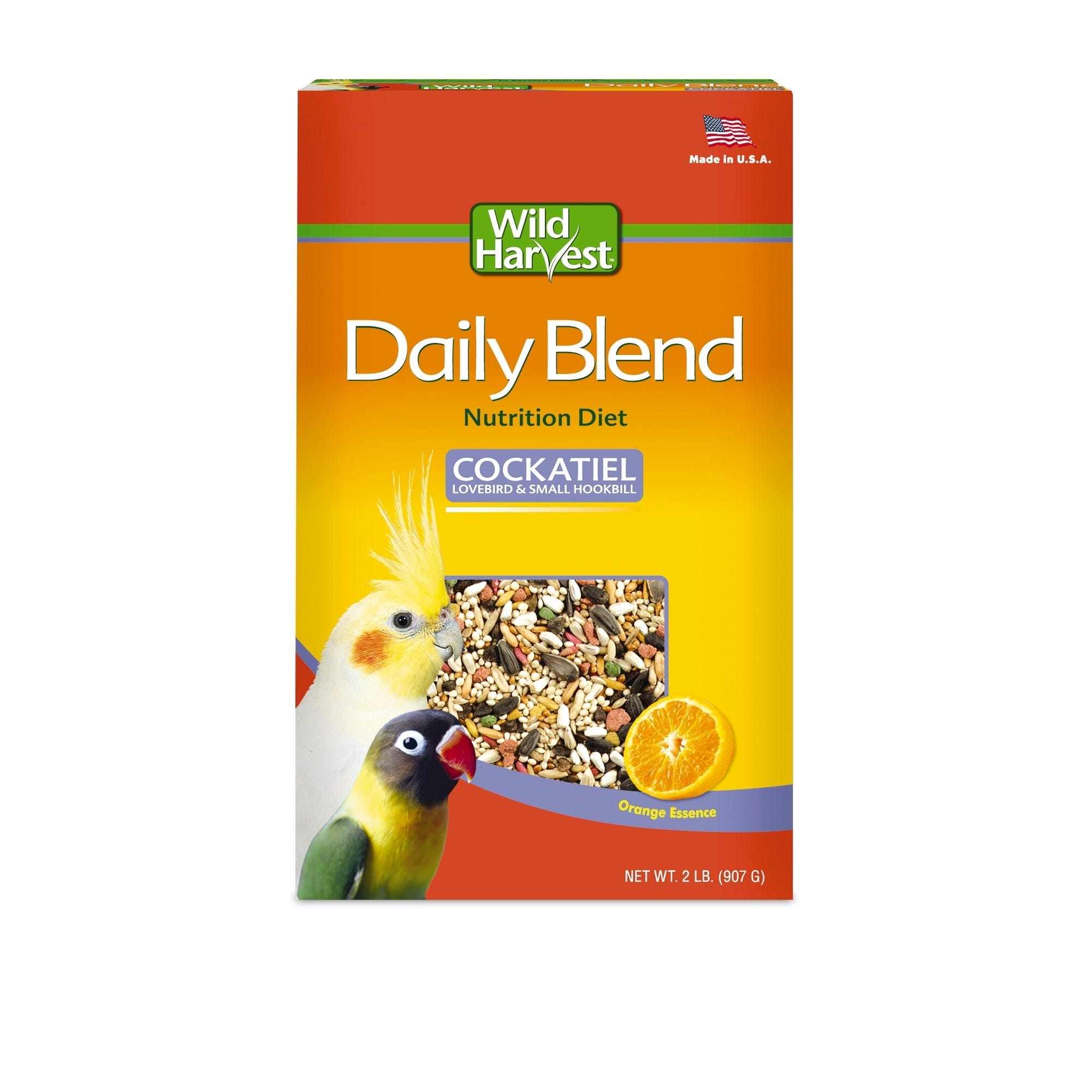 Wild Harvest Daily Blend Nutrition Diet Cockatiel, Lovebird & Small Hookbill Bird Food, Orange Essence - 32 oz