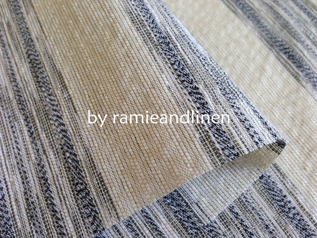 Linen Cotton Blend Fabric, Yarn Dyed Stripes Weaved Half Yard By 44 Wide