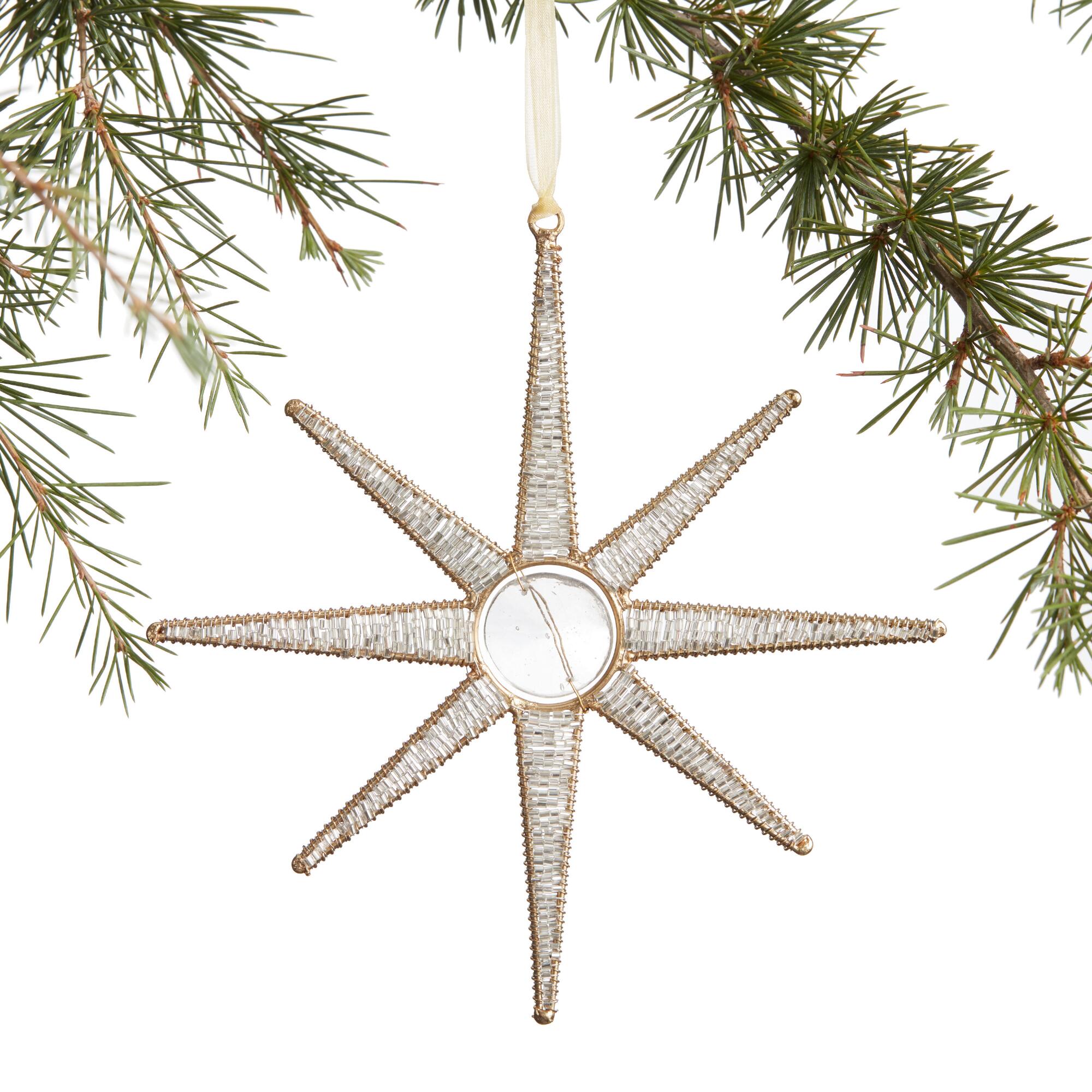 Beaded Metal North Star Ornament: Gold by World Market