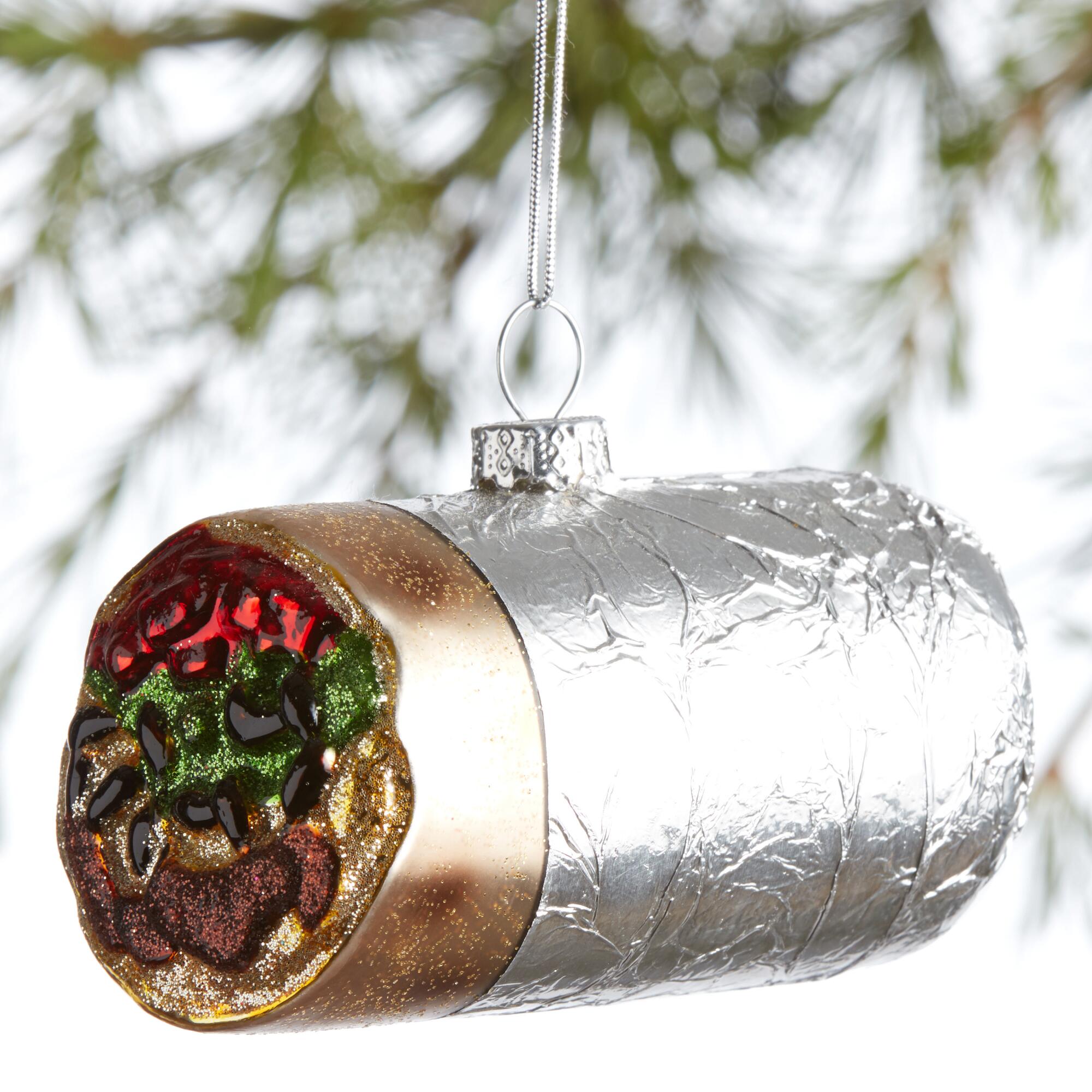 Glass Foil Wrapped Burrito Ornament: Multi by World Market